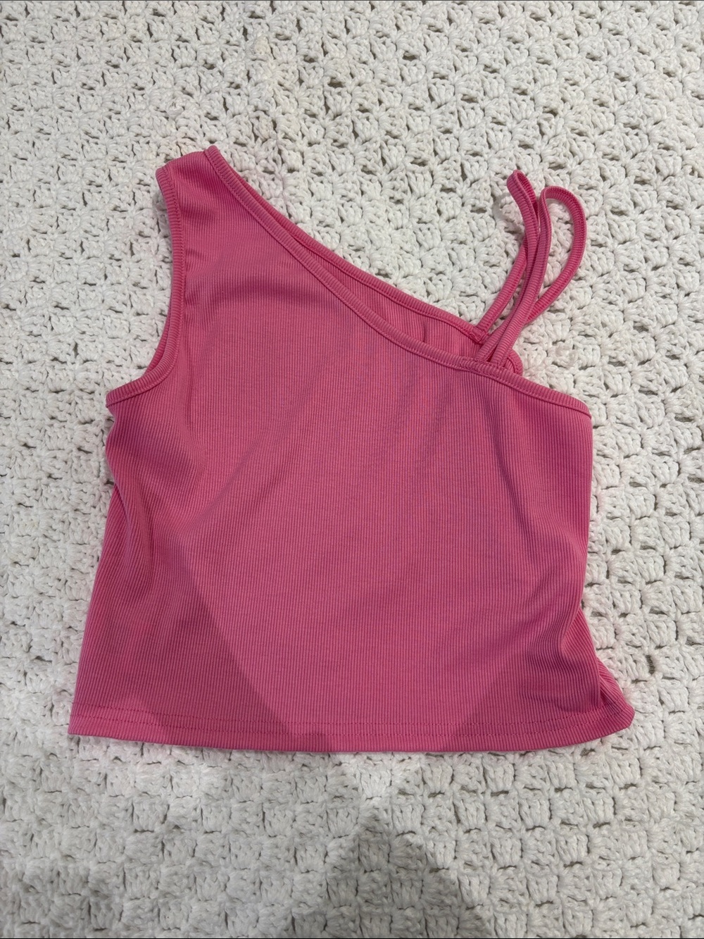 SHEIN One-Shoulder Ribbed Tank Top in Pink